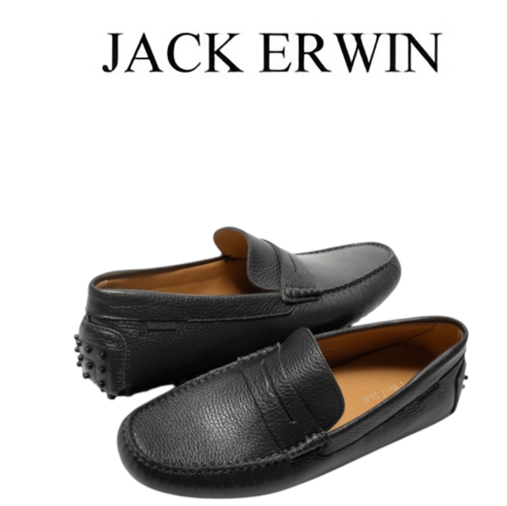 Jack Erwin Parker Leather Black Leather Driving  Loafers Men Size:11 M